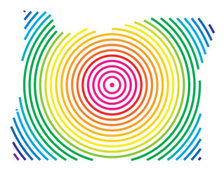 Symbol Map of the State Oregon (United States of America) showing the state with concentric circles in rainbow colors like a shooting target