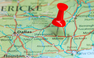 Monroe, Louisiana pin on map
