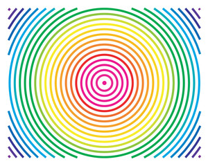 Symbol Map of the State Wyoming (United States of America) showing the state with concentric circles in rainbow colors like a shooting target