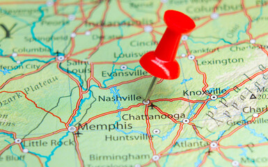 Nashville, Tennessee pin on map