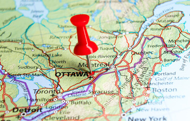 Ottawa, Canada pin on map