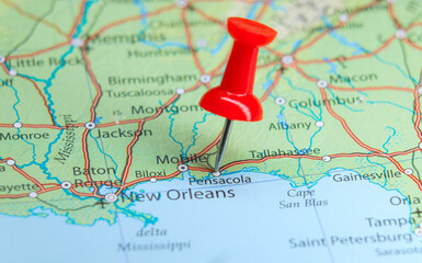 Pensacola, Florida pin on map