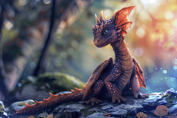 Obraz premium Fantastically beautiful mythological dragon with wide wings