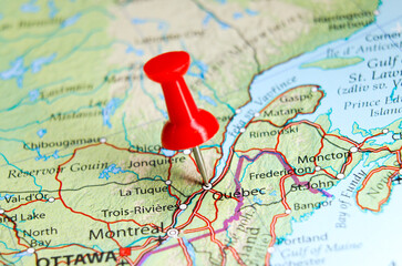 Quebec, Canada pin on map