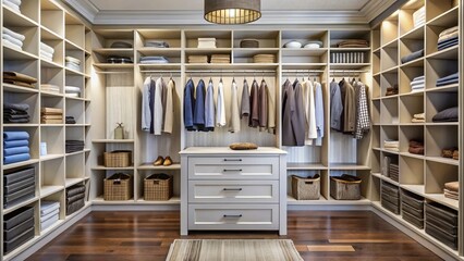 Obraz premium A Well-Organized Closet with Built-in Shelves Showcasing Efficient Storage Solutions for Any Home