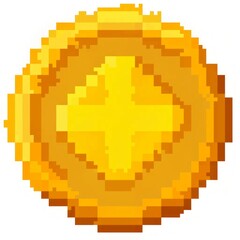pixel coin 3d render pixel illustration, coin 3d render made of dots, isolated on white background