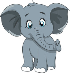 Cute baby elephant vector art.