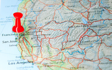 San Jose pin on map of USA