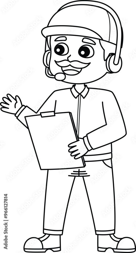 Poster american football coach isolated coloring page