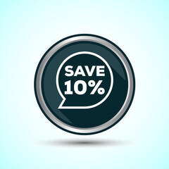Save 10 Percent Icon Button Design Illustration, Discount Sign