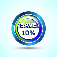 Save 10 Percent Icon Button Design Illustration, Discount Sign