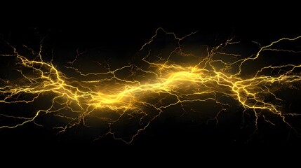 Abstract Golden Lightning Streaks on Black Background