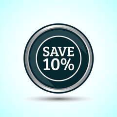 Save 10 Percent Icon Button Design Illustration, Discount Sign