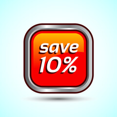 Save 10 Percent Icon Button Design Illustration, Discount Sign