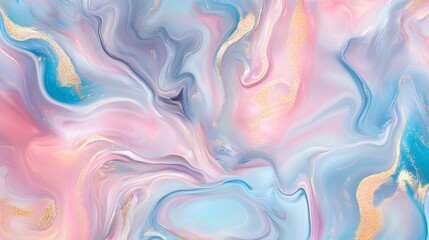 Abstract Swirling Paint with Golden Glitter marble. 