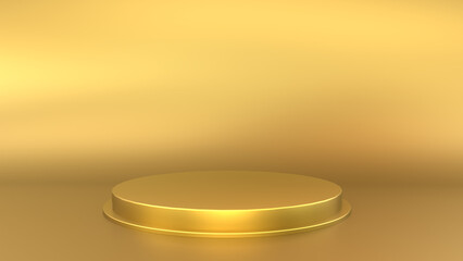 Gold product podium background stand display for premium products.