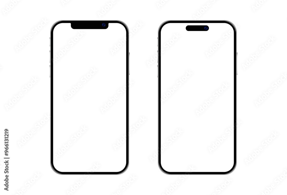 Poster iphone 16 pro max and iphone x modern mobile phone mockup with buttons set. smartphone devices with 