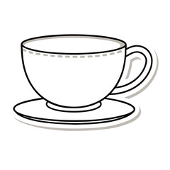 Sticker design with empty tea cup on a isolated white background (13)