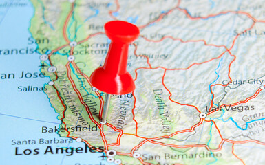Bakersfield pin on map of USA