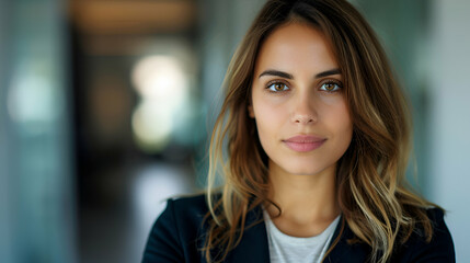 Naklejka premium Portrait Successful Business Woman Inside Offic