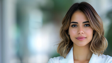 Obraz premium Portrait Successful Business Woman Inside Offic