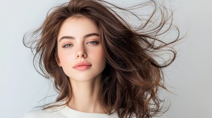 Naklejka premium Explain how achieving symmetry in hair texture and shine, as depicted in the image, reflects the importance of balanced hair care routines