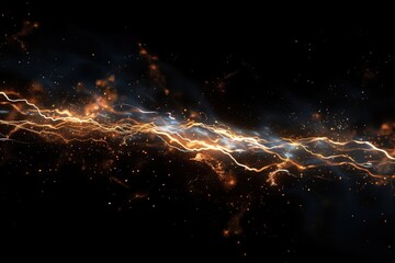 A long, glowing line of sparks in the sky