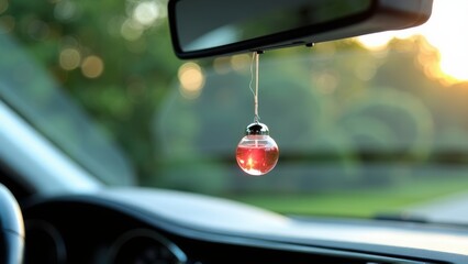 Air freshener designed to hang from the rearview mirror, releasing a pleasant fragrance inside the car