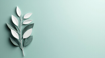 Delicate plant leaves create minimal design against soft, natural background, evoking sense of tranquility and harmony in space