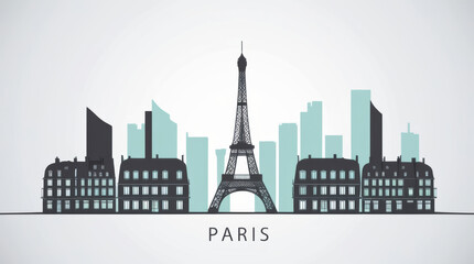 Fototapeta premium Skyline Illustration of the Paris city France, silhouette vector of famous places