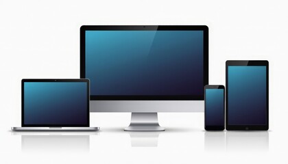 Fototapeta premium Set realistic Monitors laptops tablets and phone illustration 
