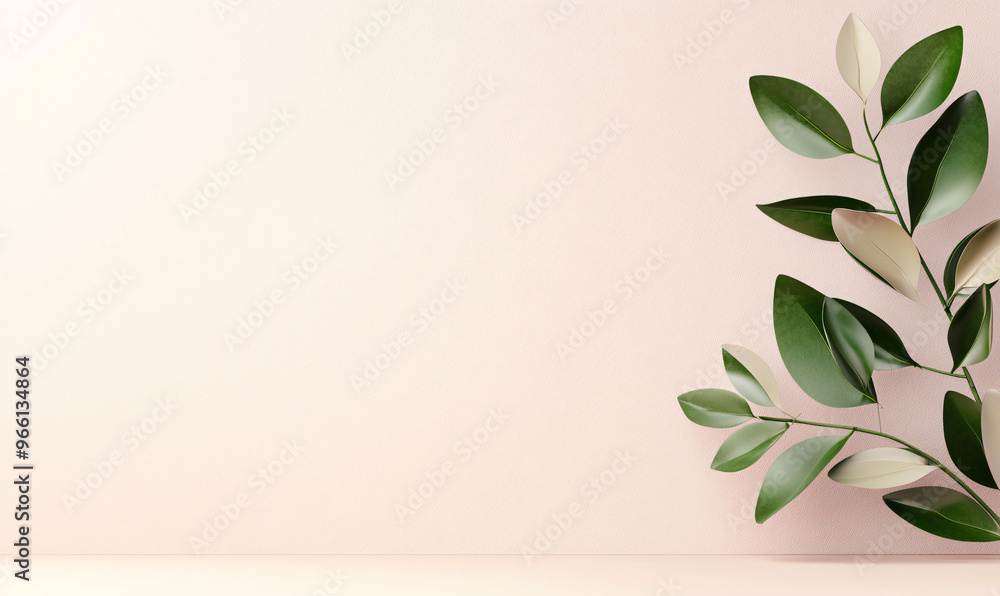 Poster a beautiful arrangement of foliage cascading over clean, diffused background creates serene and calm