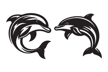 Dolphin silhouette vector illustrations