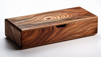 Wooden box with intricate grain pattern.