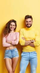 Obraz premium A smiling person with open arms, next to someone with crossed arms, representing acceptance vs. rejection