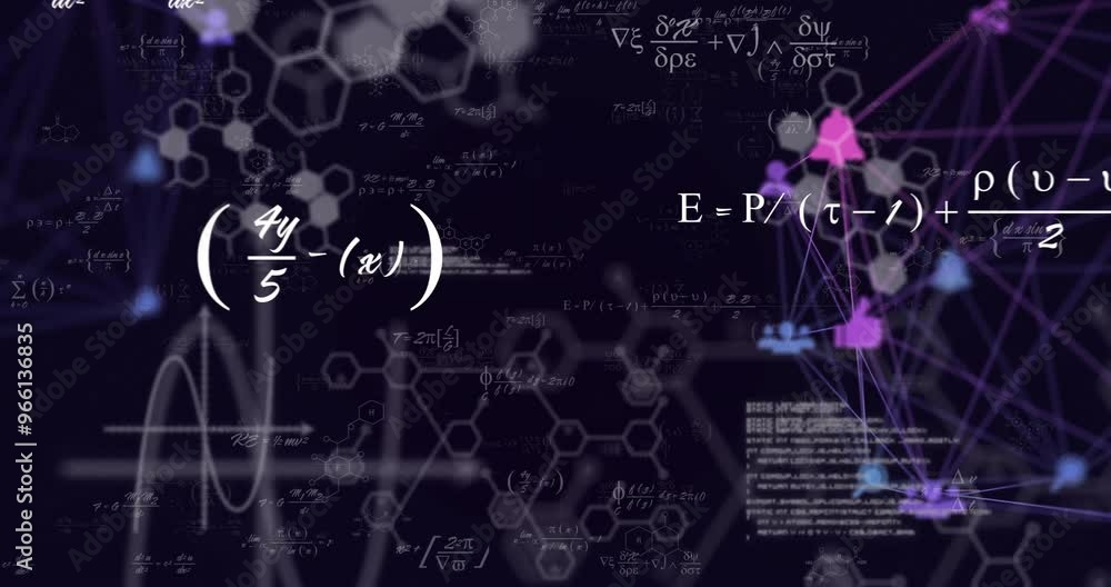 Poster animation of scientific data processing over dark background