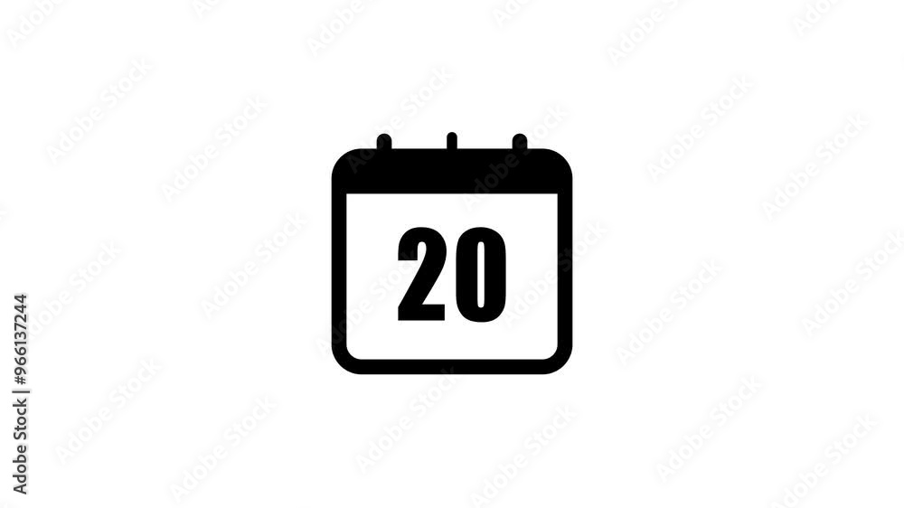 Aufkleber creative animation showcasing the 20th date on a calendar with engaging effects and lively design el