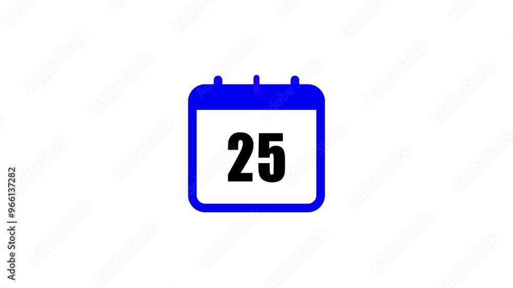 Poster unique calendar animation focusing on the 25th date with dynamic visuals and playful design elements