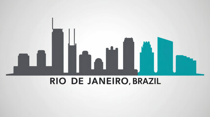Naklejka premium Skyline Illustration of the Rio De Janeiro city Brazil, silhouette vector of famous places