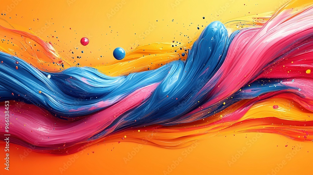 Poster abstract colorful swirls with floating spheres