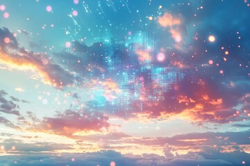 Fototapeta premium sky with futuristic hologram