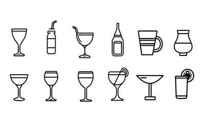 Food and Drink Line Editable Icons set. Vector illustration