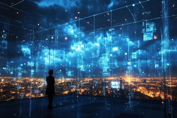 Fototapeta premium sky with futuristic hologram