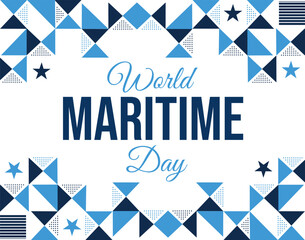 Obraz premium World Maritime Day wallpaper with blue shapes and typography in the center