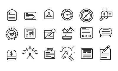 Finance and business line icons collection