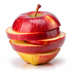 apple with slices on white background