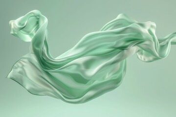 Obraz premium Flowing green silk fabric in motion