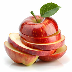 apple with slices on white background