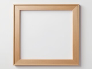  Blank Wooden Square Frame Against White Background with Copy Space