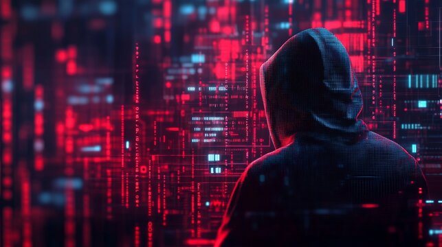 Cybersecurity Concept: Digital Hacker and Internet Crime